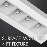 Surface mounted 4ft luminaire example for office lighting