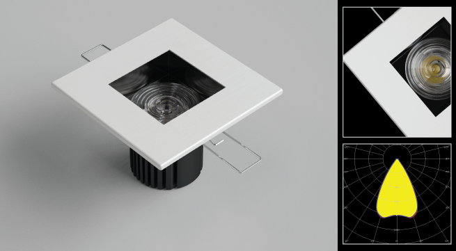 LEDiL square recessed downlight office luminaire example